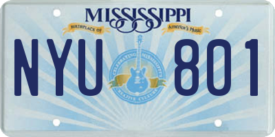 MS license plate NYU801