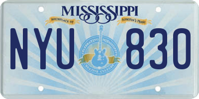 MS license plate NYU830