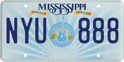 MS license plate NYU888