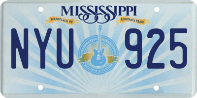 MS license plate NYU925