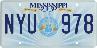 MS license plate NYU978