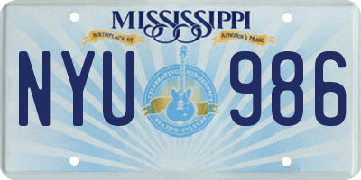 MS license plate NYU986