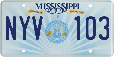 MS license plate NYV103
