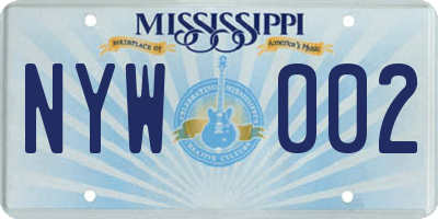 MS license plate NYW002