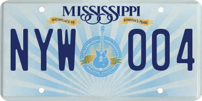 MS license plate NYW004
