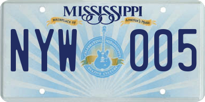 MS license plate NYW005