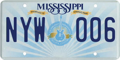MS license plate NYW006