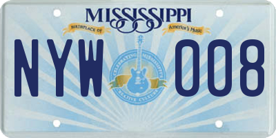 MS license plate NYW008
