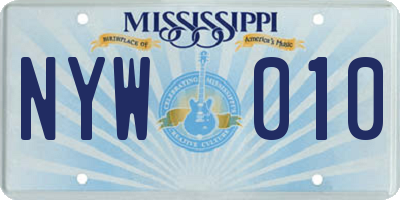 MS license plate NYW010