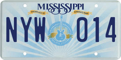 MS license plate NYW014