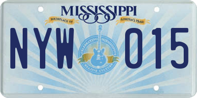 MS license plate NYW015