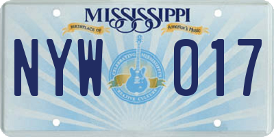 MS license plate NYW017