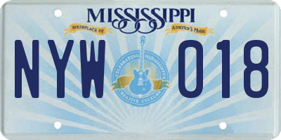 MS license plate NYW018