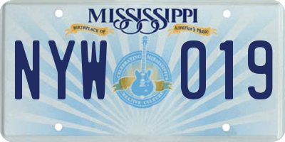 MS license plate NYW019