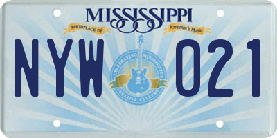 MS license plate NYW021