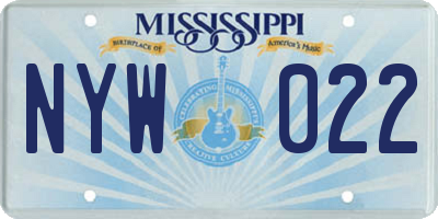 MS license plate NYW022