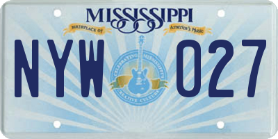 MS license plate NYW027