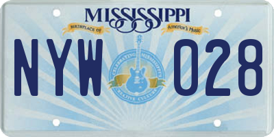MS license plate NYW028