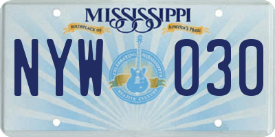 MS license plate NYW030