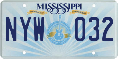 MS license plate NYW032
