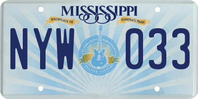 MS license plate NYW033
