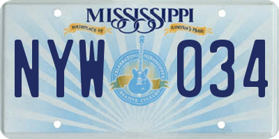 MS license plate NYW034