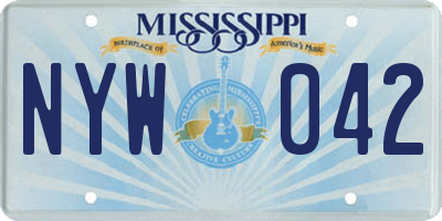 MS license plate NYW042
