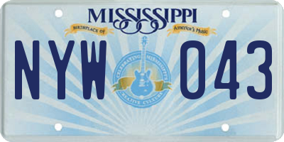MS license plate NYW043