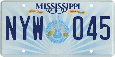MS license plate NYW045