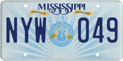 MS license plate NYW049