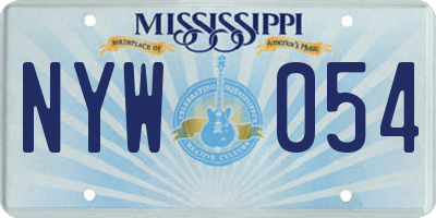 MS license plate NYW054