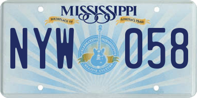 MS license plate NYW058