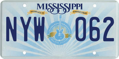 MS license plate NYW062