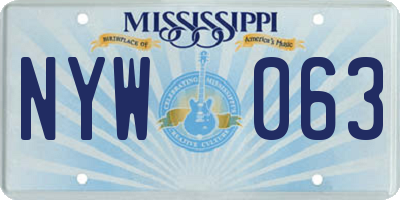 MS license plate NYW063
