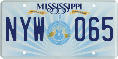 MS license plate NYW065