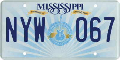 MS license plate NYW067