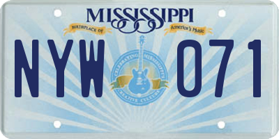 MS license plate NYW071