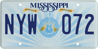 MS license plate NYW072