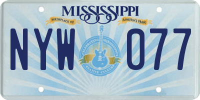MS license plate NYW077