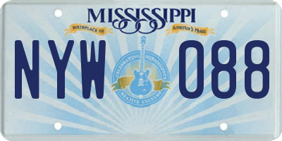 MS license plate NYW088
