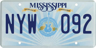 MS license plate NYW092