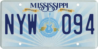 MS license plate NYW094