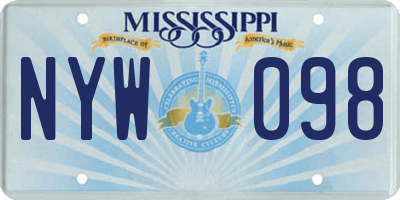 MS license plate NYW098