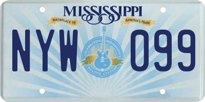 MS license plate NYW099