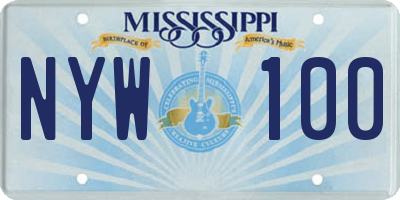 MS license plate NYW100