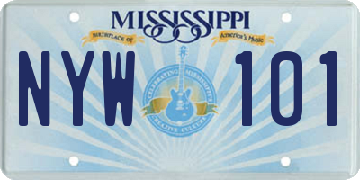 MS license plate NYW101