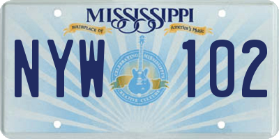 MS license plate NYW102