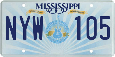 MS license plate NYW105