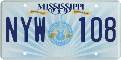 MS license plate NYW108