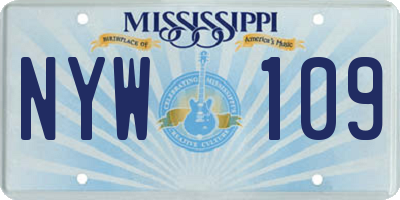 MS license plate NYW109